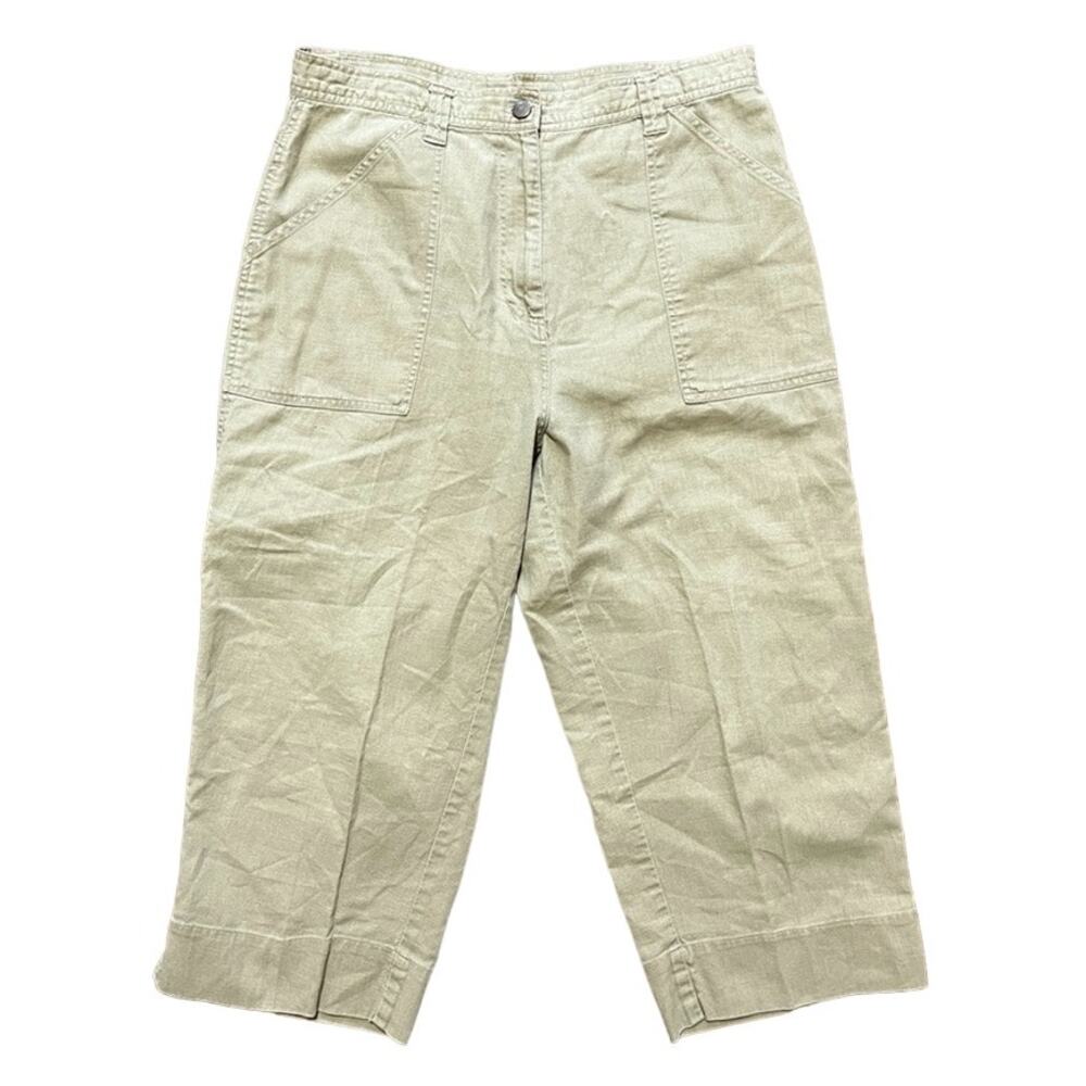 VTG BILL BLASS Linen Cotton Straight Leg Crop Utility Carpenter Pants  SZ 10